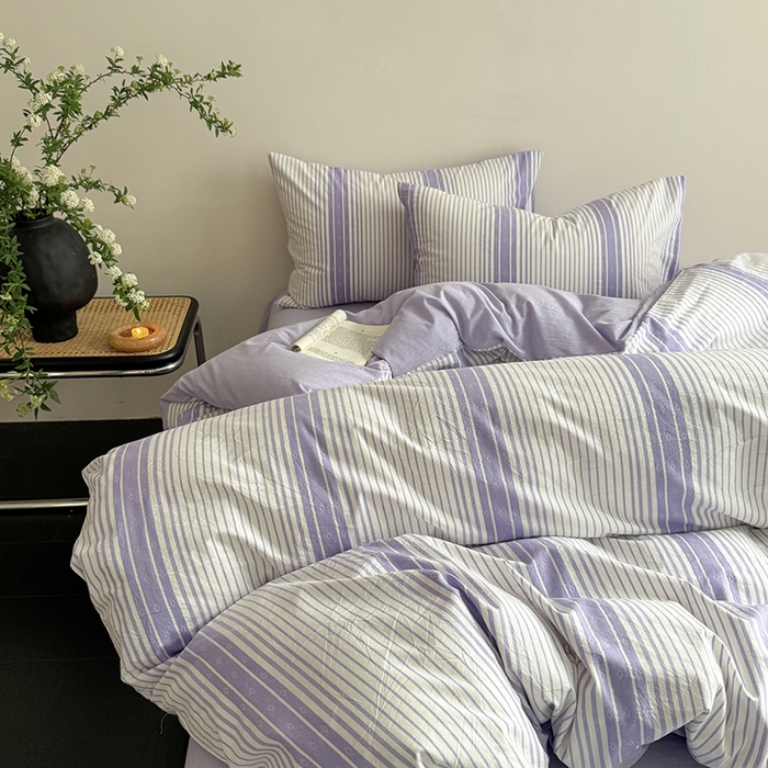 91家纺网 家纺一手货源 找家纺 玖弘家居 2025新款提花全棉四件套-繁星 繁星-紫