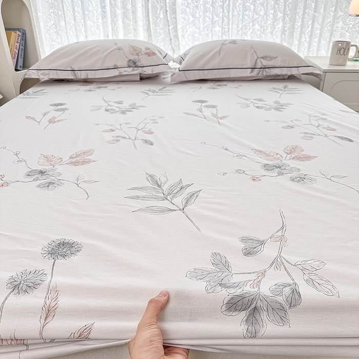 91家纺网 家纺一手货源 找家纺 锦罗绣 2025新款全棉13376印花套件单品单床笠 小思绪-粉