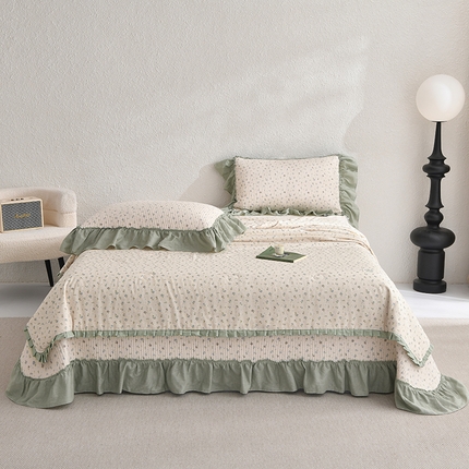 91家纺网 家纺一手货源 找家纺 （总）有货 2025春夏新款全棉纯棉双层纱夏被夏凉被空调被+床盖三件套