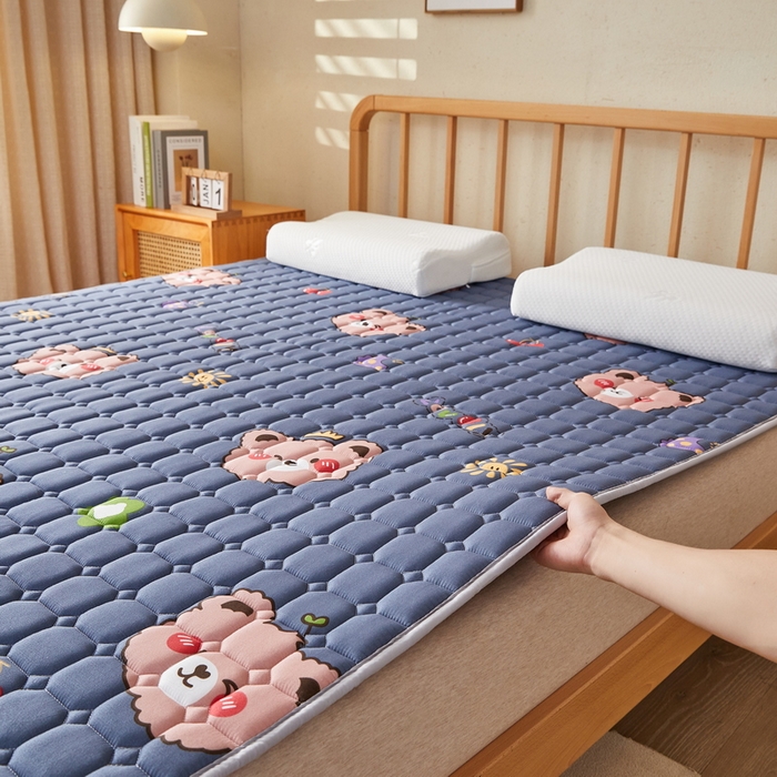 91家纺网 家纺一手货源 找家纺 迪乐妮 2025新款双面可用抑菌冰丝床褥爬爬垫-大床图 灰熊