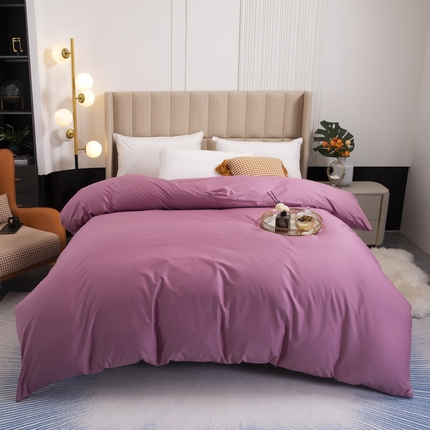 91家纺网 家纺一手货源 找家纺 锦罗绣 2025新款全棉13376印花套件单品纯色系列单被套 豆沙