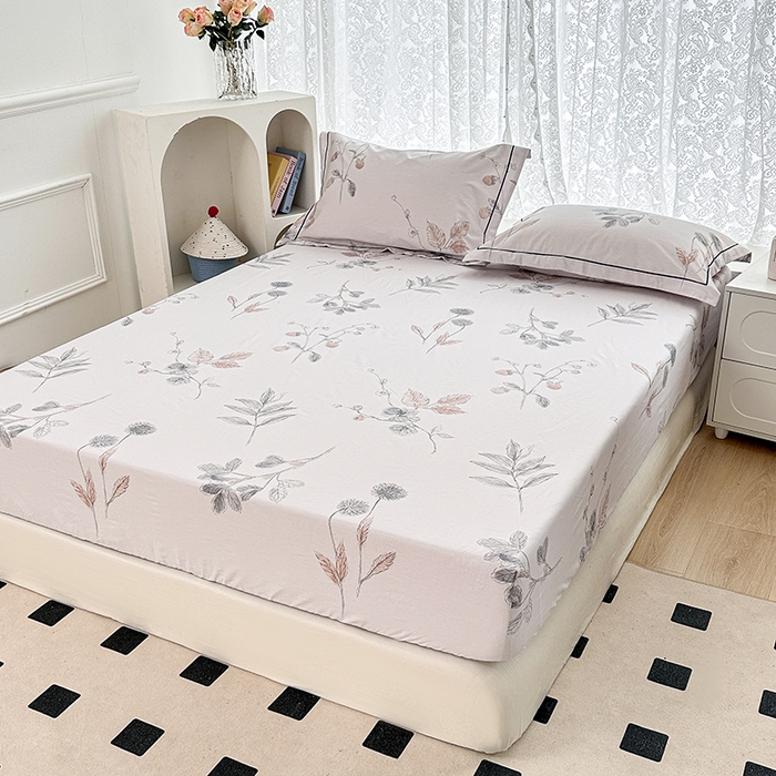 91家纺网 家纺一手货源 找家纺 锦罗绣 2025新款全棉13376印花套件单品单床笠 小思绪-粉