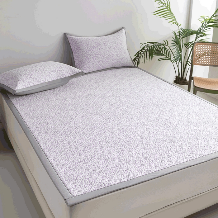 91家纺网 家纺一手货源 找家纺 鑫姿席业 2025新款A类凉感冰豆豆席 雅致床席款-冰紫