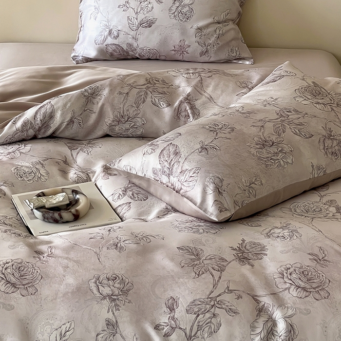 91家纺网 家纺一手货源 找家纺 沐晴家纺 2025春夏新款纯色数码印花60兰精天丝四件套 夏洛-玉