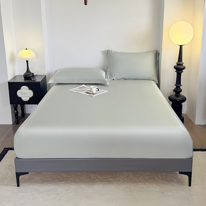 91家纺网 家纺一手货源 找家纺 好阁家纺 2025新款进口LF级60S莱赛尔床笠两件套三件套 竹青