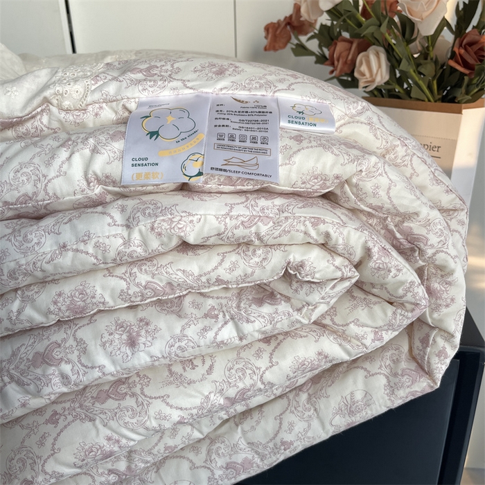 91家纺网 家纺一手货源 找家纺 奈萝家纺 奈萝2025新款全棉13372法式花边纯棉夏被春秋被 浅黛粉