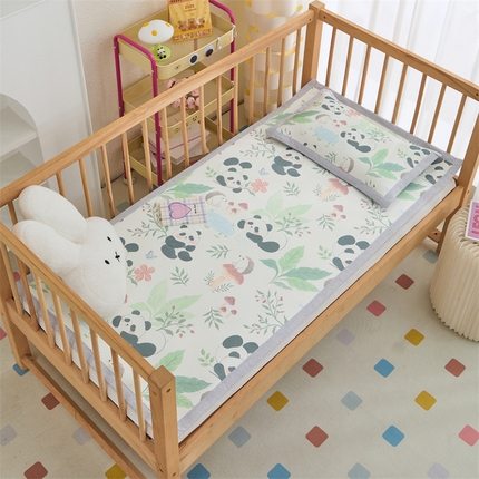 91家纺网 家纺一手货源 找家纺 欣品希家纺 2025新款A类600D儿童冰丝凉席 熊猫懒懒