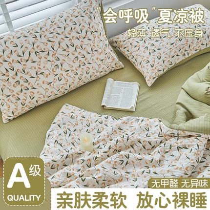 迪乐妮 2025新款彩竺棉夏被四件套 白荔