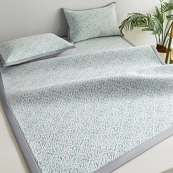 91家纺网 家纺一手货源 找家纺 鑫姿席业 2025新款A类凉感冰豆豆席 雅致床席款-冰豆绿