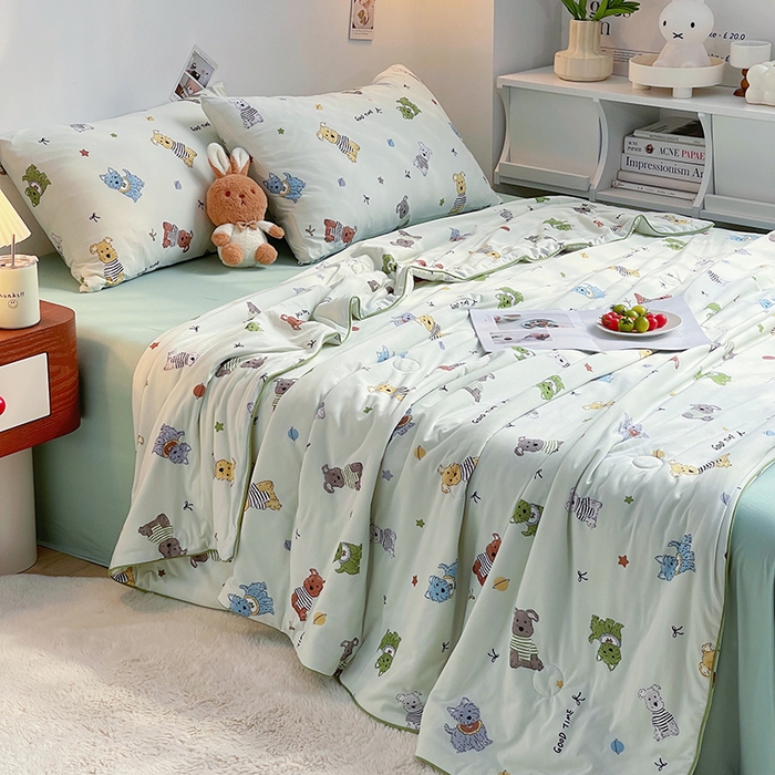 91家纺网 家纺一手货源 找家纺 简爱 2025新款A类针织棉大豆纤维夏被 嘟嘟狗