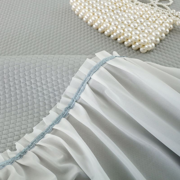 91家纺网 家纺一手货源 找家纺 新月家纺（锦威郎） 2025新款凉豆豆亲肤英文床裙 灰色