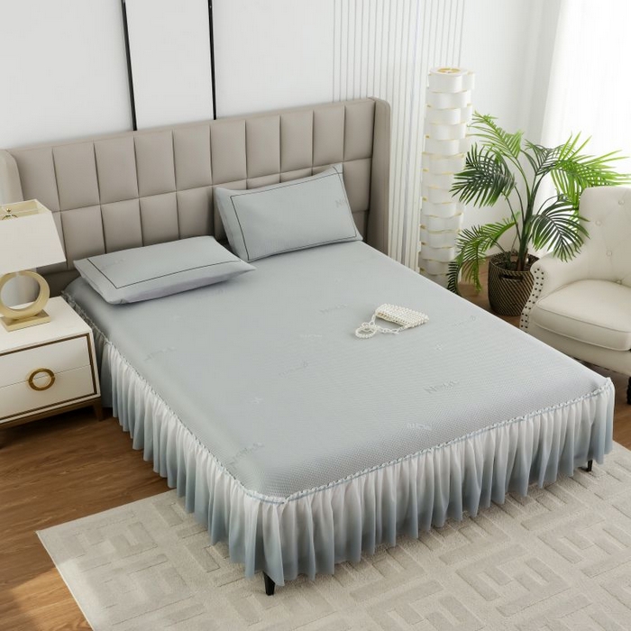 新月家纺（锦威郎） 2025新款凉豆豆亲肤英文床裙 灰色