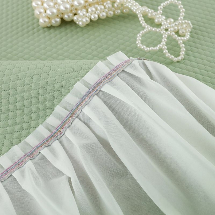 91家纺网 家纺一手货源 找家纺 新月家纺（锦威郎） 2025新款凉豆豆亲肤英文床裙 绿色