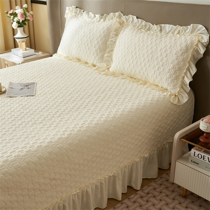 91家纺网 家纺一手货源 找家纺 2025新款A类多功能床盖单品单床盖床盖单件-情缘 奶昔白