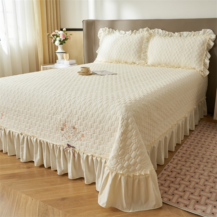 91家纺网 家纺一手货源 找家纺 2025新款A类多功能床盖单品单床盖床盖单件-情缘 奶昔白