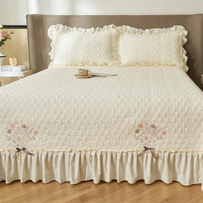 91家纺网 家纺一手货源 找家纺 2025新款A类多功能床盖单品单床盖床盖单件-情缘 奶昔白