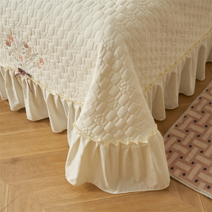 91家纺网 家纺一手货源 找家纺 2025新款A类多功能床盖单品单床盖床盖单件-情缘 奶昔白