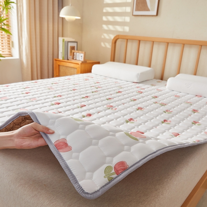 91家纺网 家纺一手货源 找家纺 迪乐妮 2025新款双面可用抑菌冰丝床褥爬爬垫-大床图 郁金香