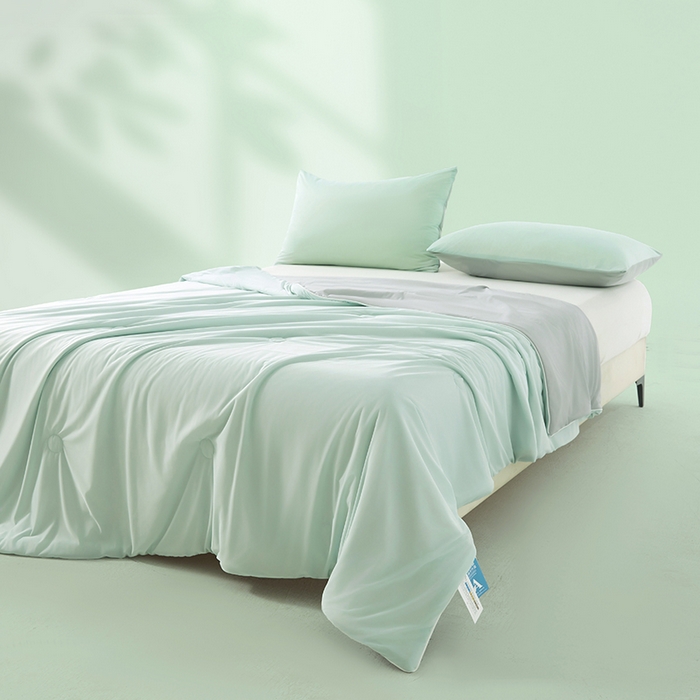 91家纺网 家纺一手货源 找家纺 迪乐妮 2025新款云母凉感夏凉被 丹青绿