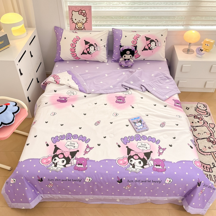 91家纺网 家纺一手货源 找家纺 博雅 2025新款三丽鸥全棉纯棉夏被夏凉被空调被四件套 夏被全棉-梦想库洛米