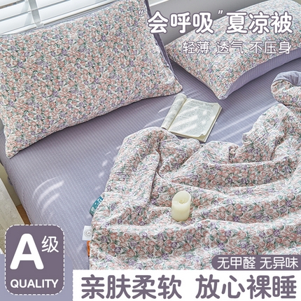 迪乐妮 2025新款彩竺棉夏被四件套 紫郁