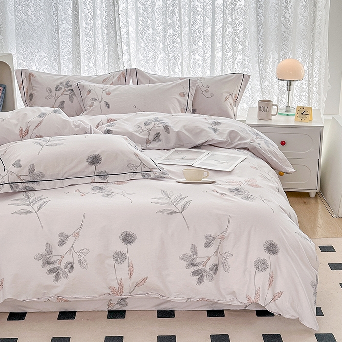 91家纺网 家纺一手货源 找家纺 锦罗绣 2025新款全棉13376印花套件单品单被套 小思绪-粉