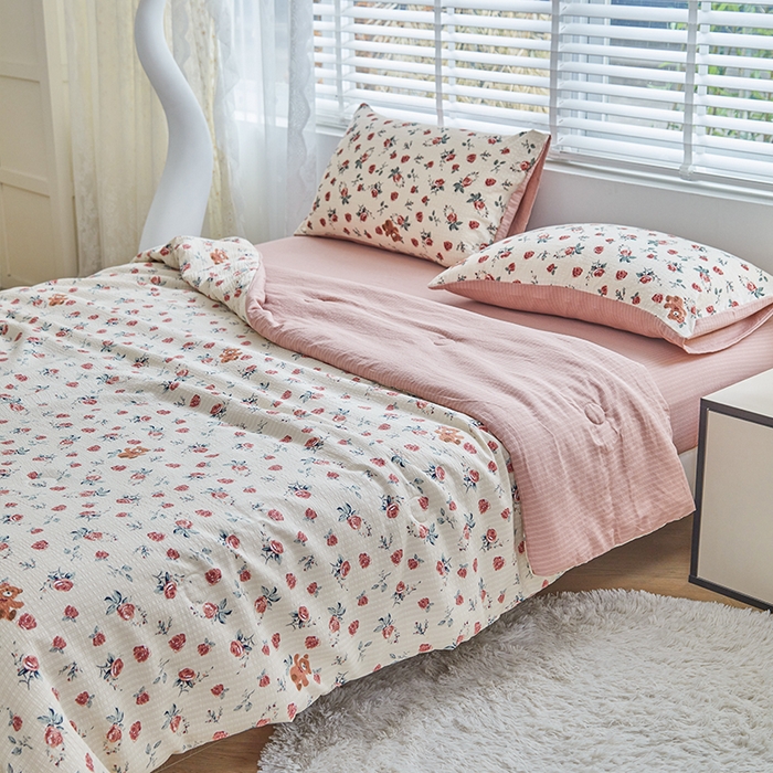 91家纺网 家纺一手货源 找家纺 迪乐妮 2025新款彩竺棉夏被四件套 漫花