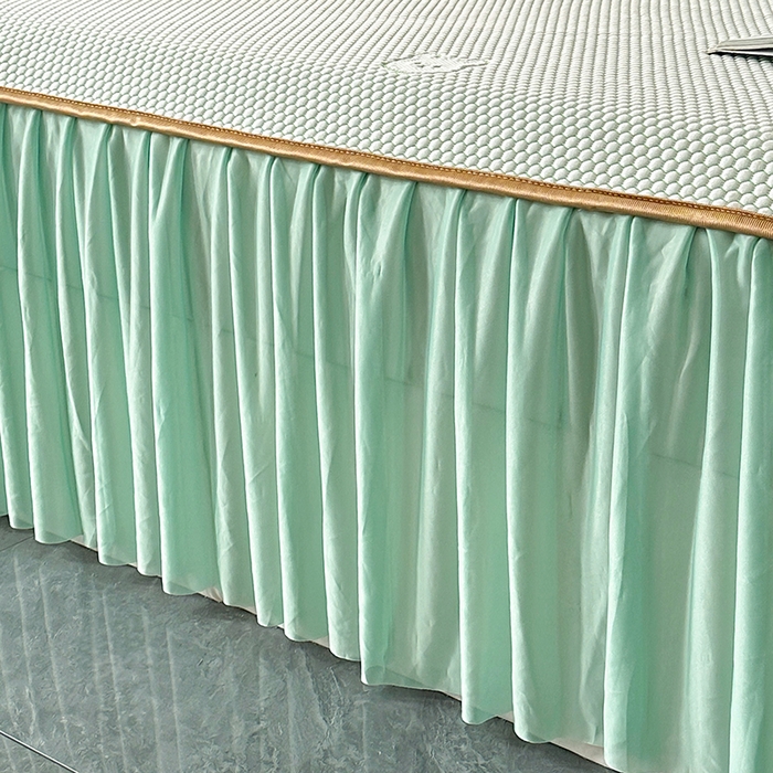 91家纺网 家纺一手货源 找家纺 爱洛家纺 2025新款凉感丝豆豆床裙席 水绿小熊