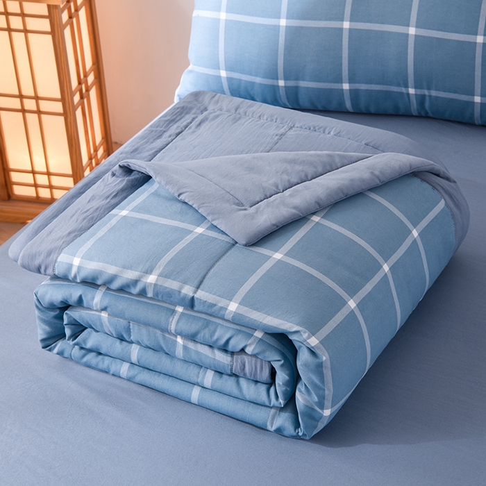 91家纺网 家纺一手货源 找家纺 玉清坊 2025新款色织水洗棉新疆棉花夏被【支持一件代发】 布丁大格