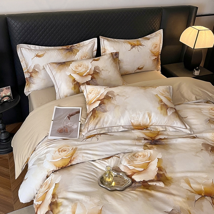 91家纺网 家纺一手货源 找家纺 金纱玉纺家纺 2025新款全棉13376数码印花四件套（礼盒包装）376A2