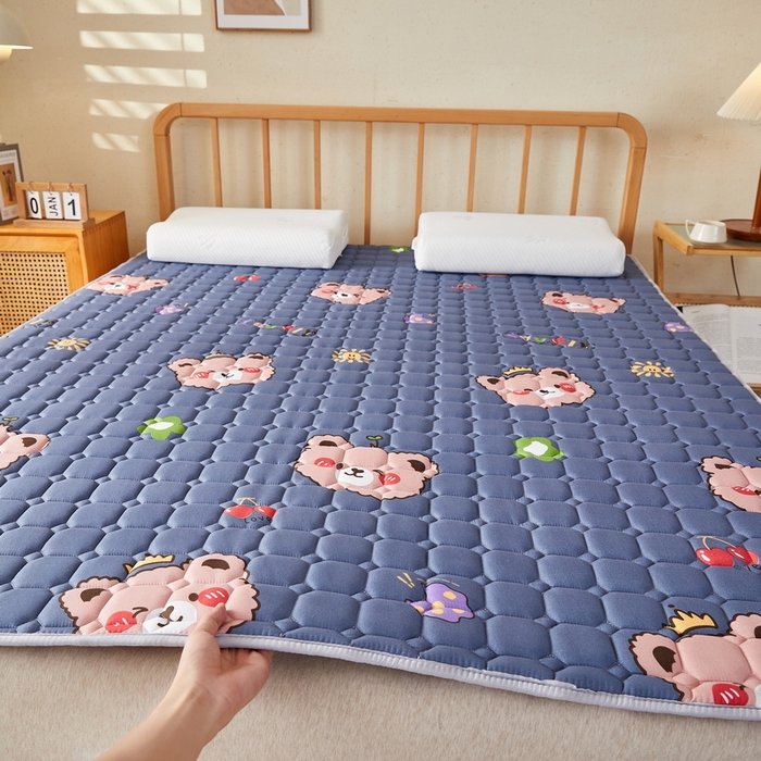 91家纺网 家纺一手货源 找家纺 迪乐妮 2025新款双面可用抑菌冰丝床褥爬爬垫-大床图 灰熊