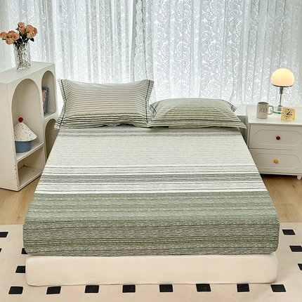 锦罗绣 2025新款全棉13376印花套件单品单床笠 兮颜-绿