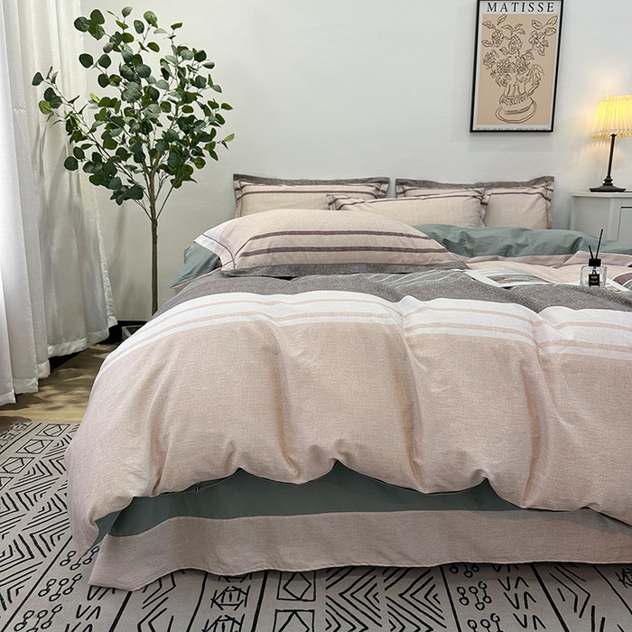 91家纺网 家纺一手货源 找家纺 橙艺 2025新款春夏铂金全棉四件套第二波 凝翠