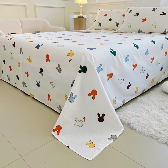 91家纺网 家纺一手货源 找家纺 锦罗绣 2025新款全棉13376印花套件单品单床单 兔宝宝