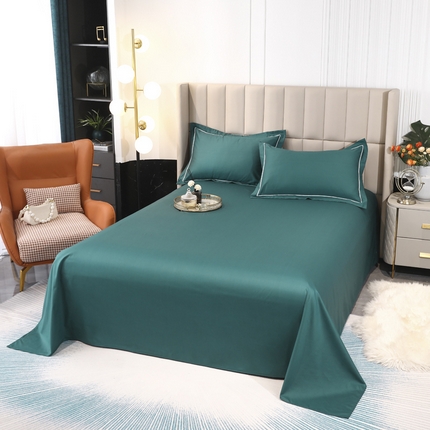 锦罗绣 2025新款全棉13376印花套件单品纯色系列单床单 孔雀绿