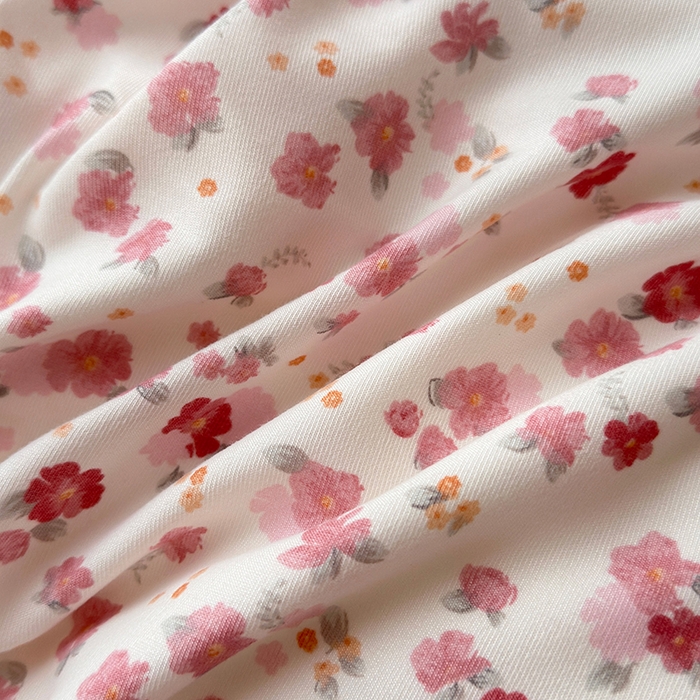 91家纺网 家纺一手货源 找家纺 人人爱 2025新款有氧针织棉双层纱床盖款四件套 花语粉