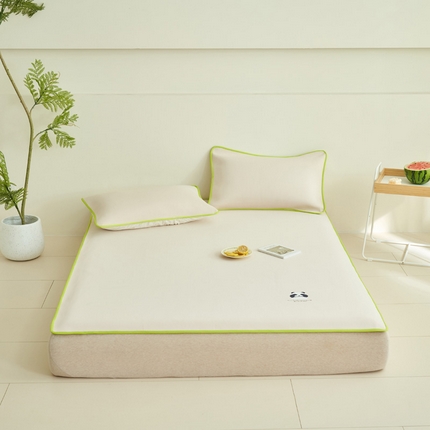 91家纺网 家纺一手货源 找家纺 2025新款可爱熊猫冻冻凉感席3D空气感凉席-终版_9665 熊猫冻感席-夏日蜜桃粉