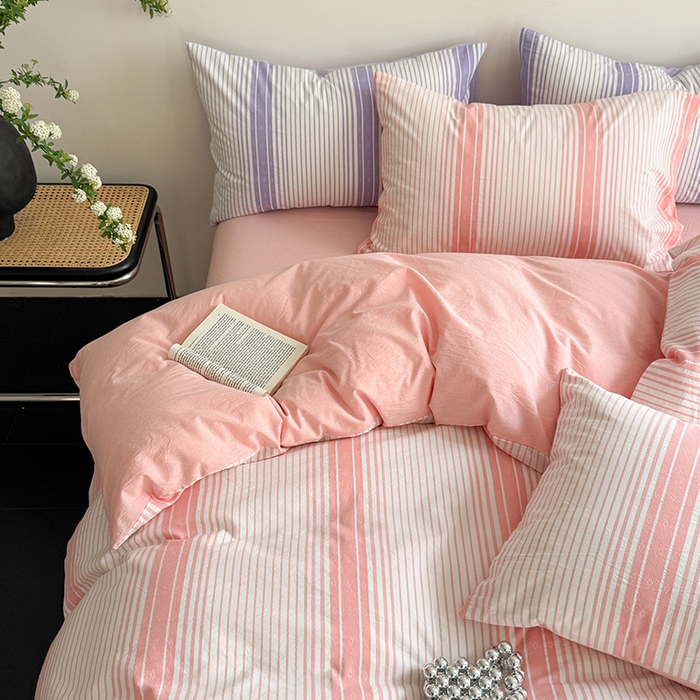 91家纺网 家纺一手货源 找家纺 玖弘家居 2025新款提花全棉四件套-繁星 繁星-粉