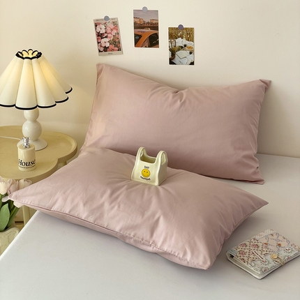 91家纺网 家纺一手货源 找家纺 漫时光 2025新款亲肤舒适纯色全棉A类纯棉单枕套 柔雾粉