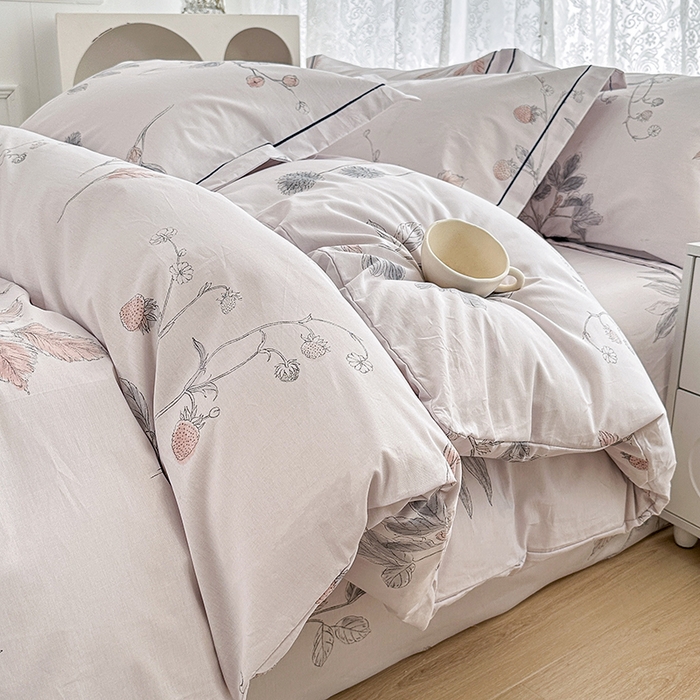 91家纺网 家纺一手货源 找家纺 锦罗绣 2025新款全棉13376印花套件单品单被套 小思绪-粉