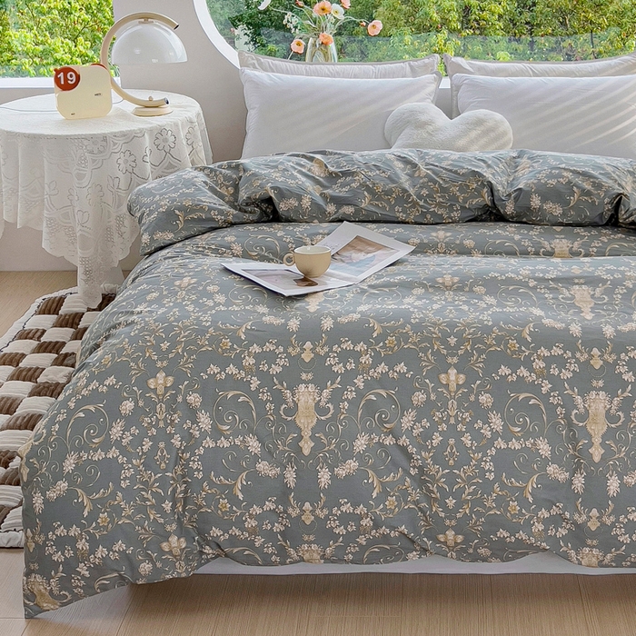 91家纺网 家纺一手货源 找家纺 锦罗绣 2025新款全棉13376印花套件单品单被套 波光花纹