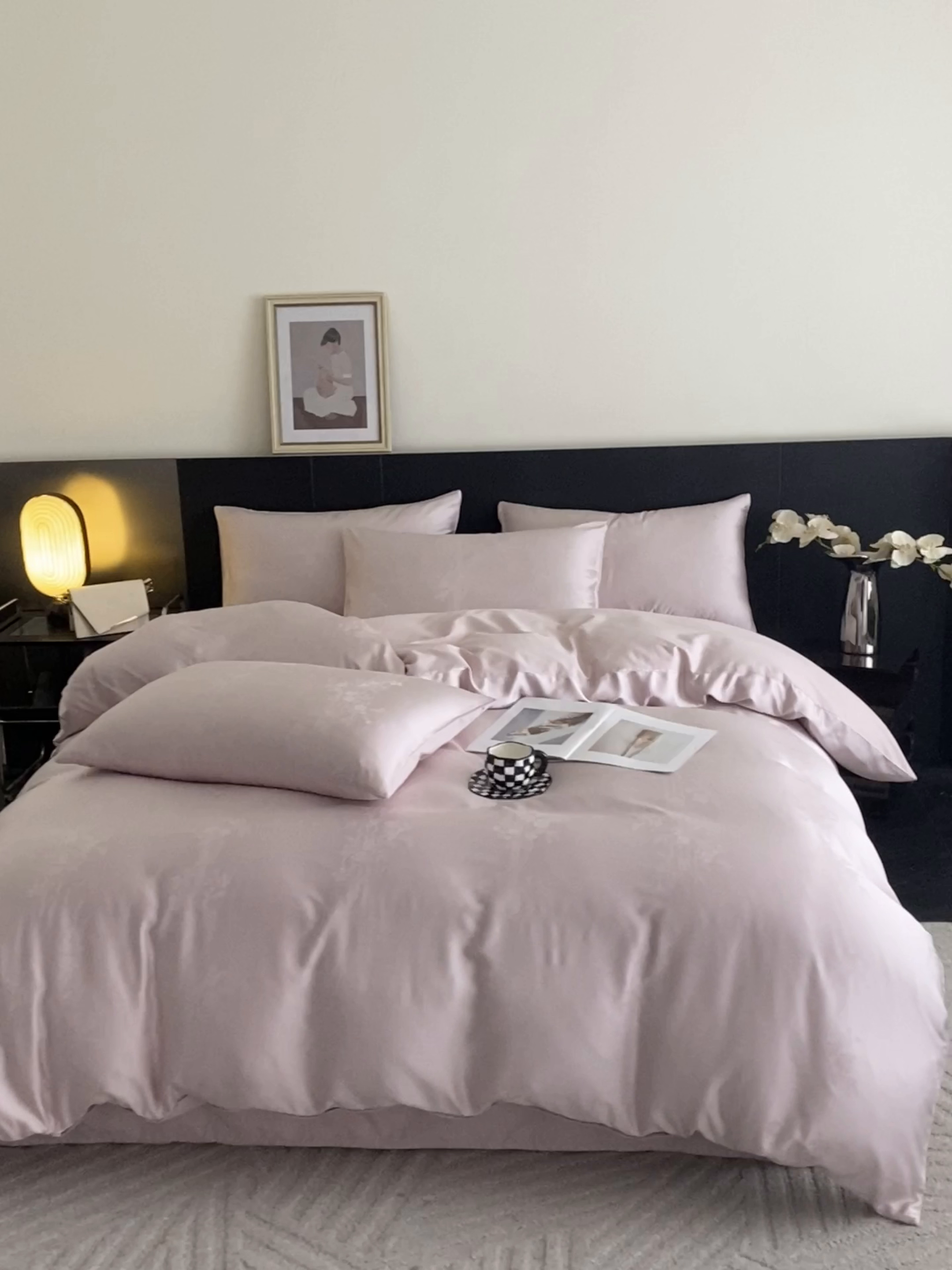 91家纺网 家纺一手货源 找家纺 琪格格纺织 2025春夏新款莱赛尔天丝四件套 莱赛尔 花淡妍紫