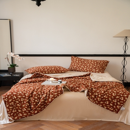 91家纺网 家纺一手货源 找家纺 华超针织 2025新款全棉针织印花夏被 小雏菊