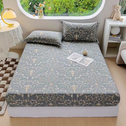 锦罗绣 2025新款全棉13376印花套件单品单床笠 波光花纹