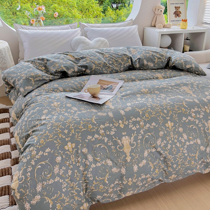 91家纺网 家纺一手货源 找家纺 锦罗绣 2025新款全棉13376印花套件单品单被套 波光花纹