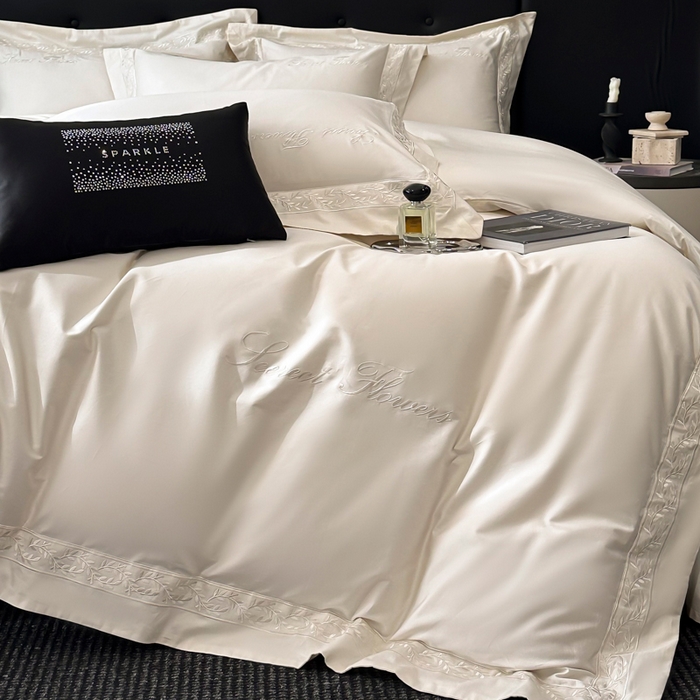 91家纺网 家纺一手货源 找家纺 安妮家居 2025新款全棉A类麦穗系列四件套 麦穗-米白