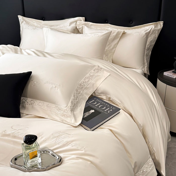 91家纺网 家纺一手货源 找家纺 安妮家居 2025新款全棉A类麦穗系列四件套 麦穗-米白