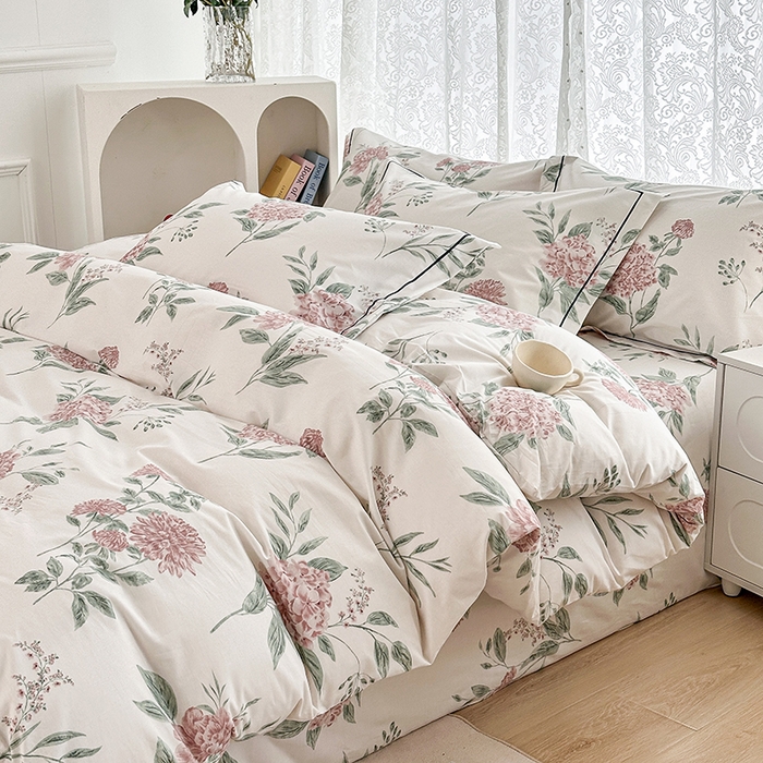 91家纺网 家纺一手货源 找家纺 锦罗绣 2025新款全棉13376印花套件单品 暗香花-红