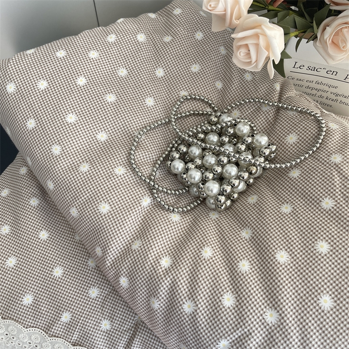 91家纺网 家纺一手货源 找家纺 奈萝家纺 奈萝2025新款全棉13372法式花边纯棉夏被春秋被 格子雏菊