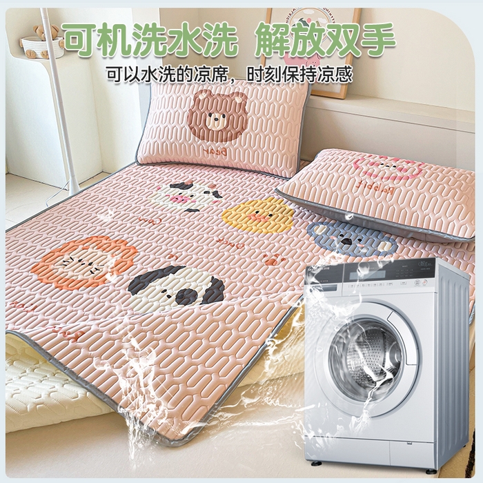 91家纺网 家纺一手货源 找家纺 布卢姆床垫 2025新款A类大版数码凉感丝乳胶凉席 动物伙伴